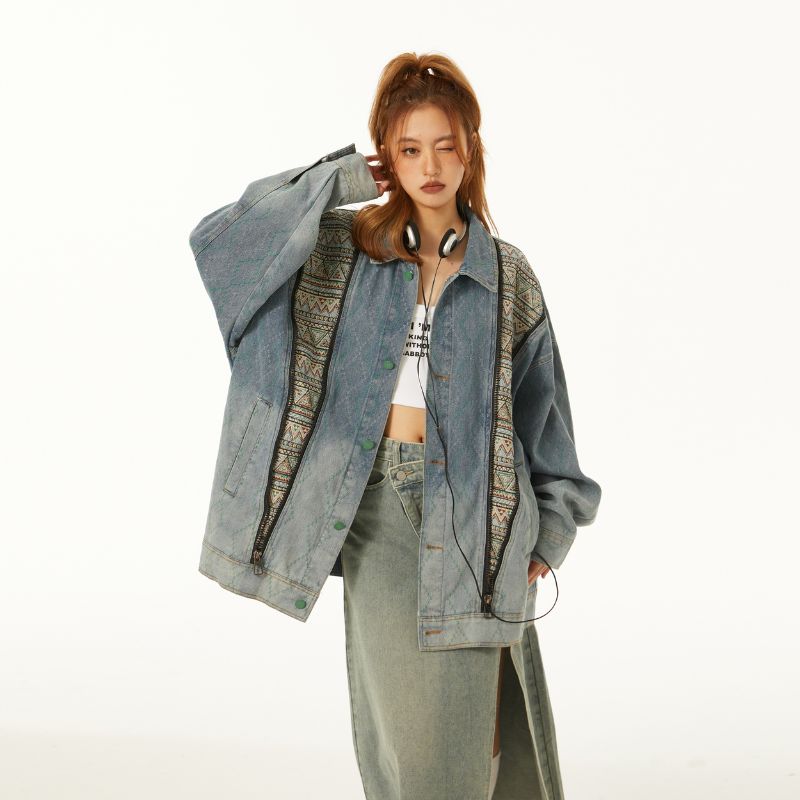 Vintage Patchwork Denim Contrast Jacket