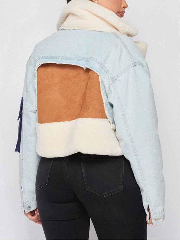 Wool Denim Patchwork Coat